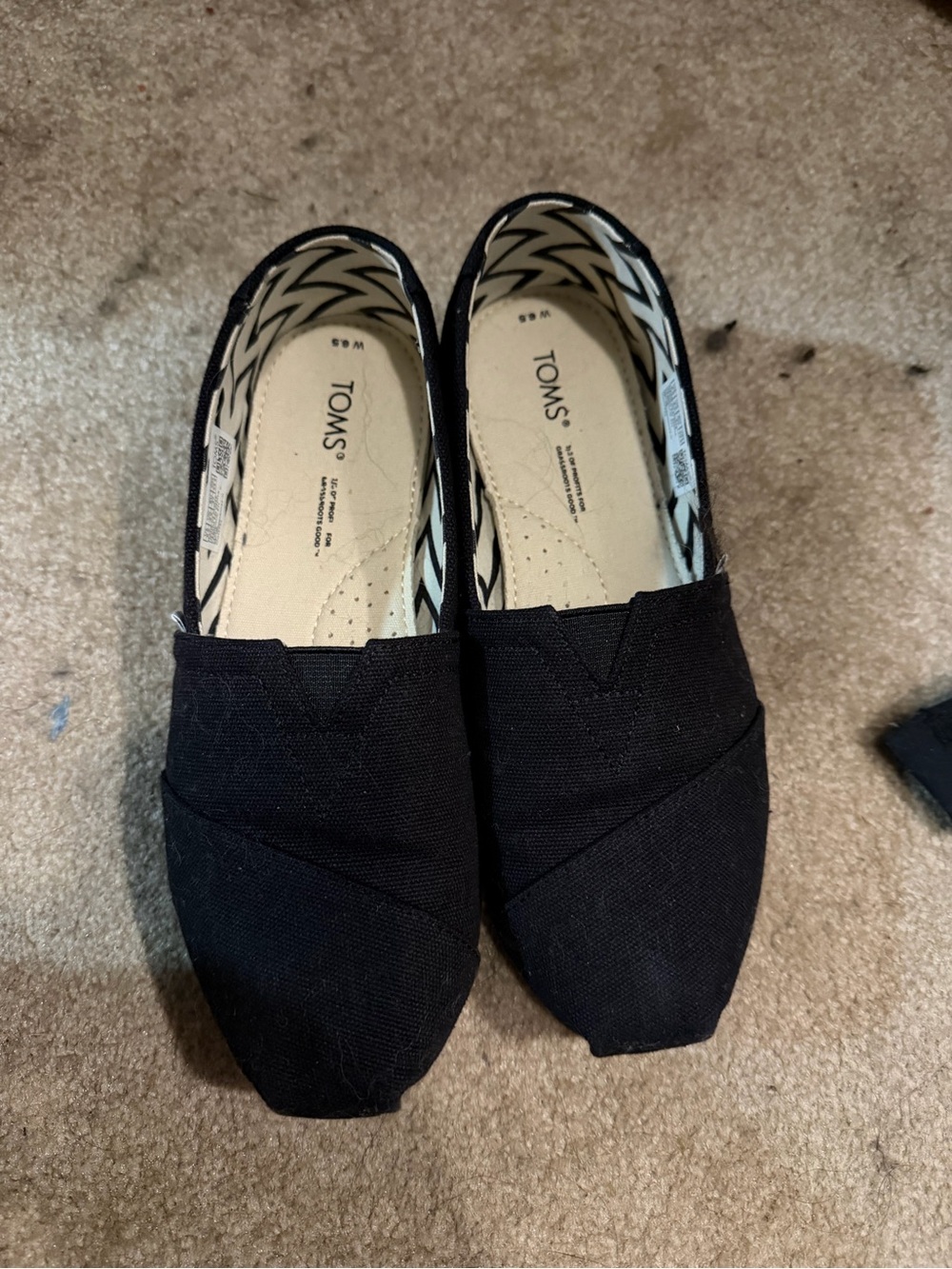 Toms Women's Black Canvas Slip-On Moccasins